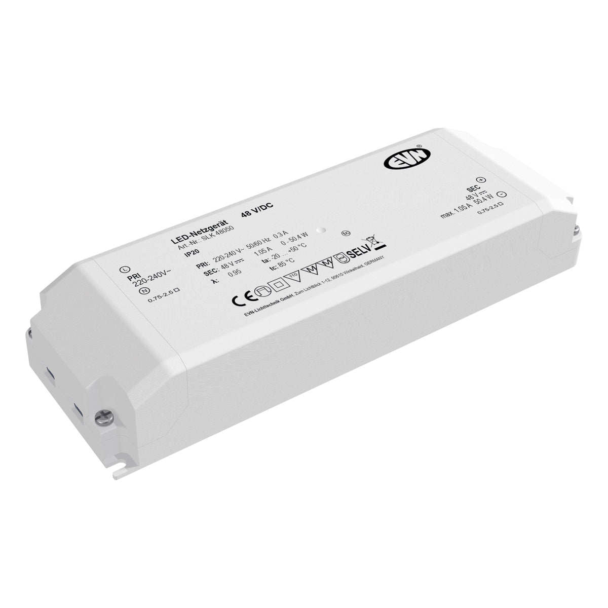 EVN LED-Trafo 0,1-50,4W 48V IP20 Kstgeh SLK48050 stat 184x61x32mm