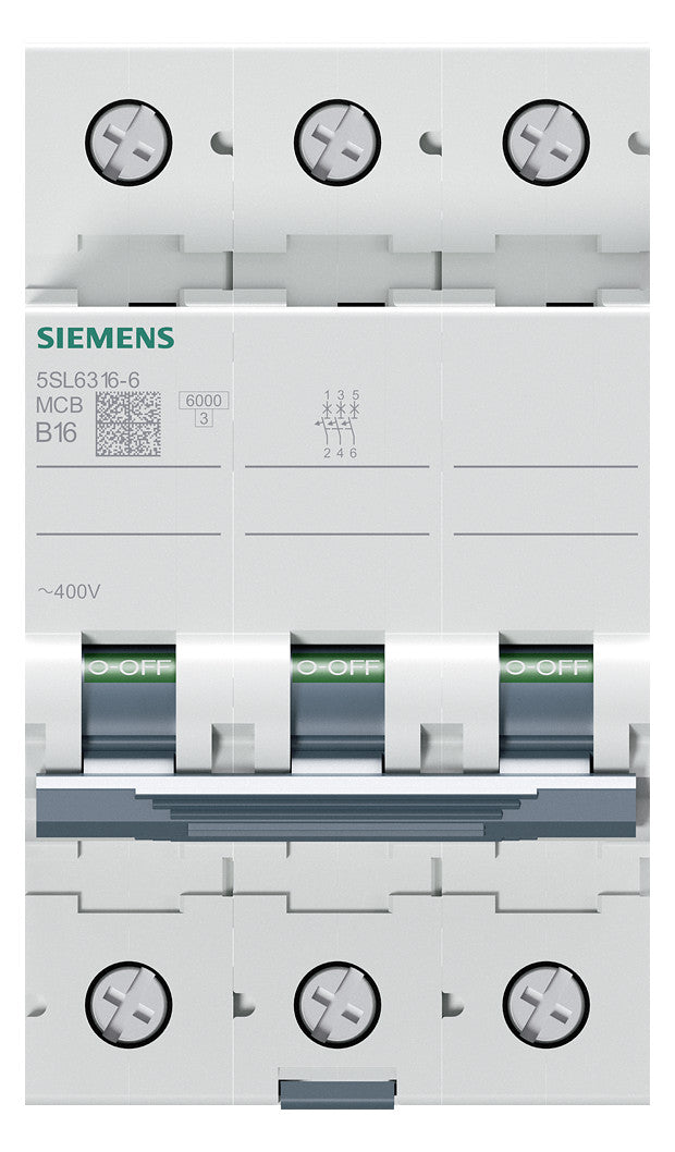 SIEMENS Leitungsschutzschalter UC B 16A 5SL6316-6 3p 400V 3TE 50Hz IP20