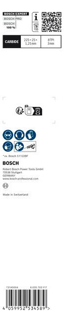 BOSCH-EW Säbelsägeblatt 225mm Edst Stahl RBE- 1ER S 1155 CHM Hartmetallausführung