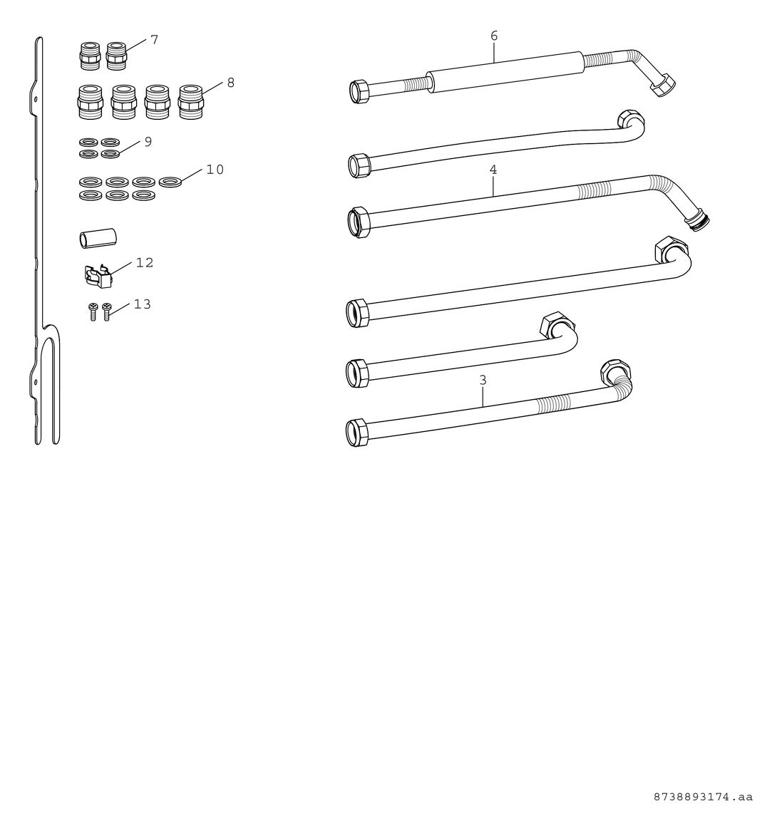 BOSCH Installationszubehör CS 10 Horizontaler Anschlusssatz, 1 Heizkreis
