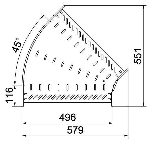BETTERMANN Bogen_starr 45° ST horiz RB 45 650 FS 60x500mm int.Verb