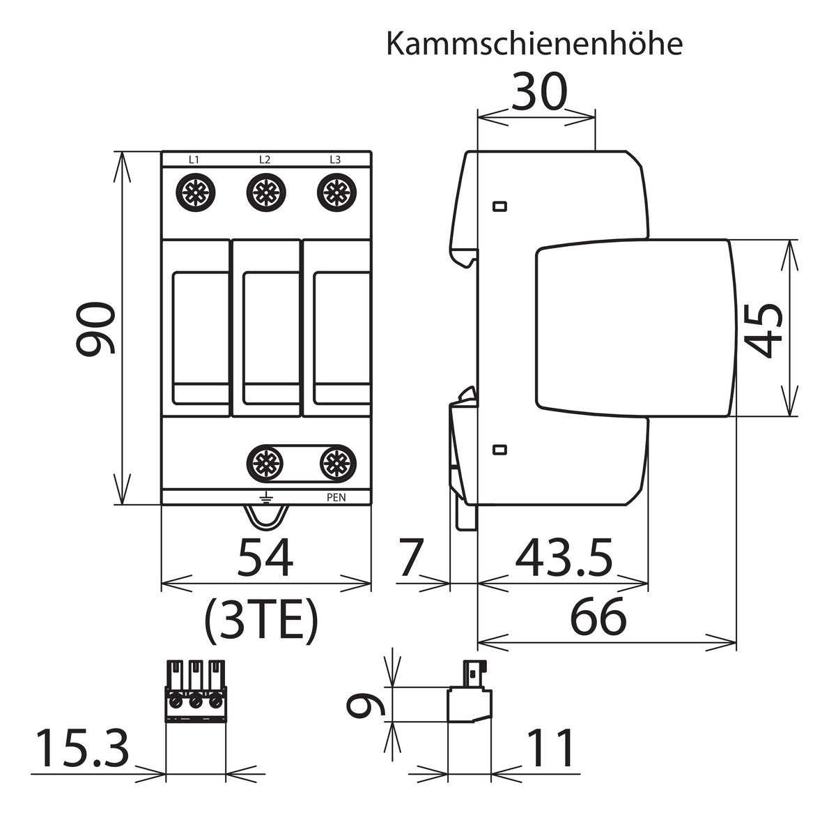 DEHN SE Überspannungsableiter 230VAC 3TE DG M TNC 275 FM Netzform-TN-C 1,5kV
