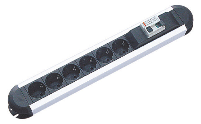 BACHMANN Steckdosenleiste 6f sw 1,75m PRIMO 331.035 35° IP20 FI-Schalter