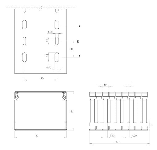 UNEX Verdrahtungskanal 60x80 grau,RAL7035,PVC-M1 60.80.77