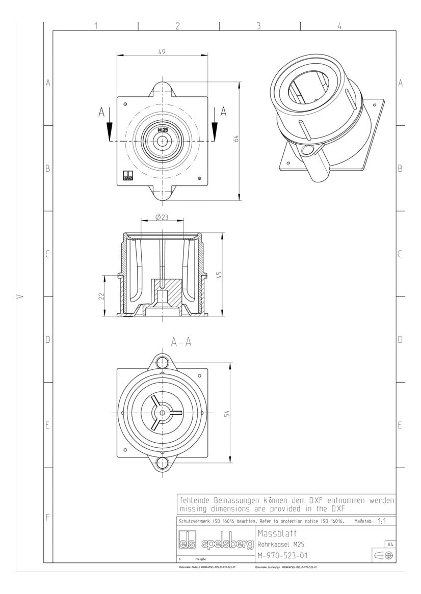 SPELSBERG Durchführungstülle Kst 23mm ROP 25 geschl