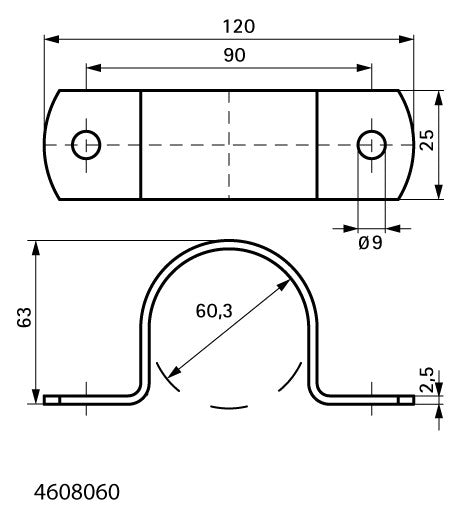 Walraven Industrierohrband fv 60,3 mm 1tlg. für Stahlrohr DN 50 2 Zoll | 4608060