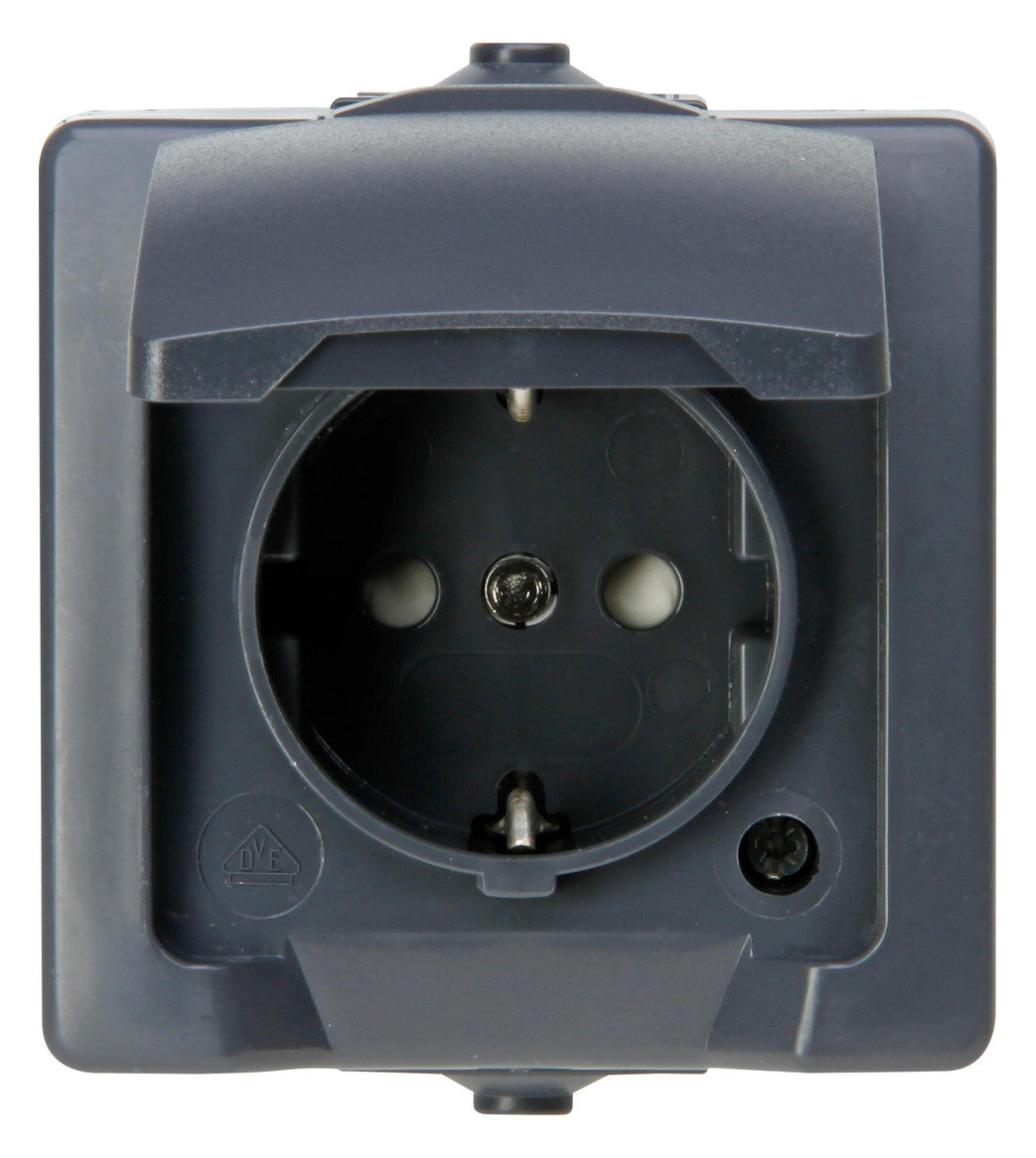 KOPP Steckdose 1f anth mt AP m.BS Klappd NAUTIC 107815006 IP44