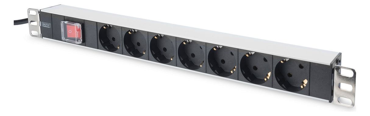 ASSMANN ELEKTRO 1HE Alu. PDU 7-fach 7x Schuko.Schalter 16A DN-95402