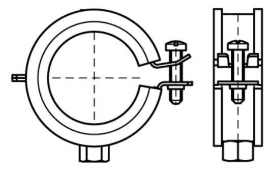 WALRAVEN Rohrschelle BISMAT 2000 Silikon 48-53 mm ev M8/M10 Einschraubenschelle