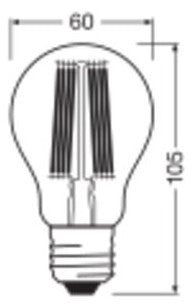 LEDVANCE LED-Lampe FM E27 A75 5W 2700K A LED Clas A 75 Filament DIM EEC A S ws