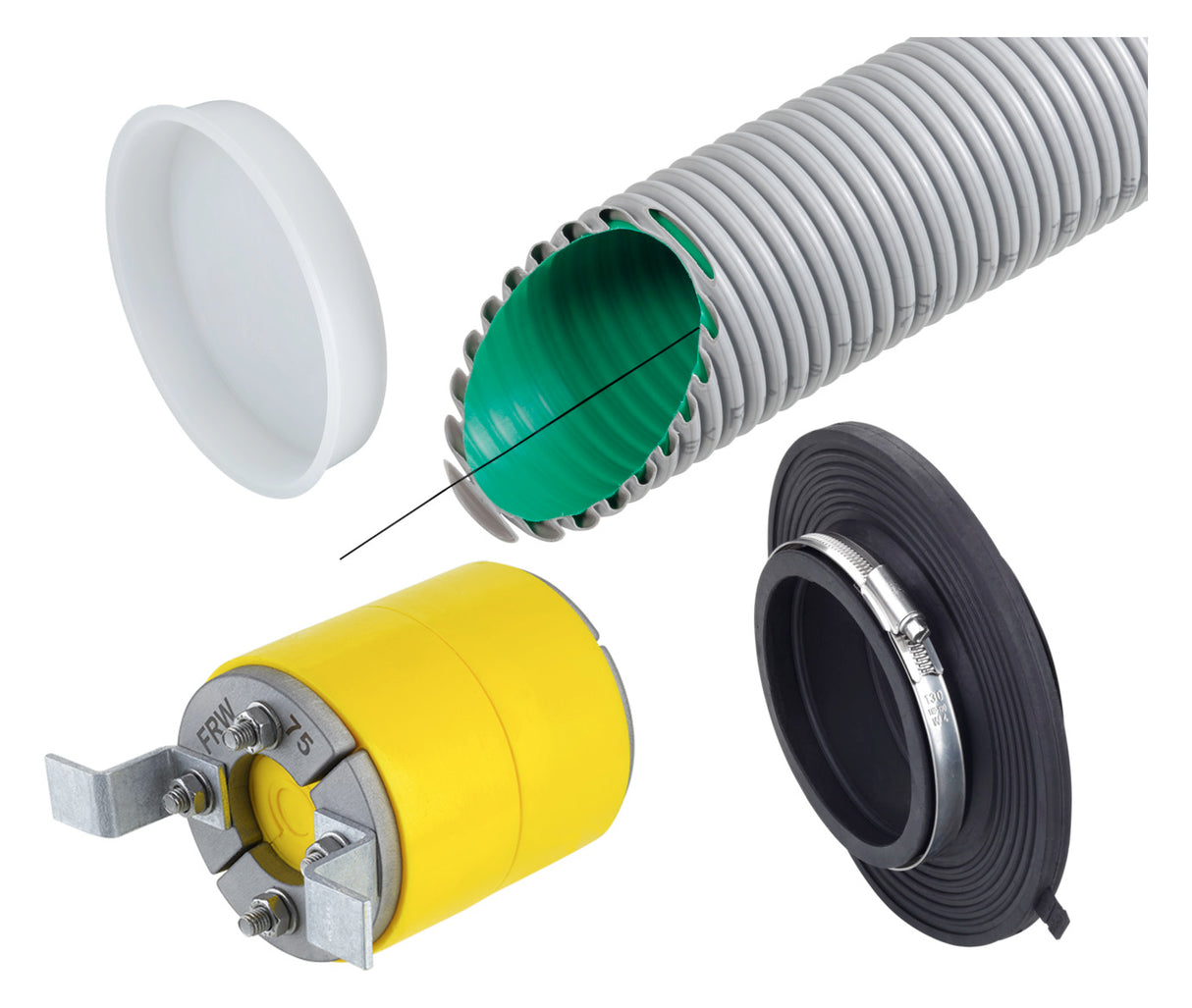 FRÄNKISCHE Mauerdurchführung 110mm Kabu-FESH Set Elektro 110/10 B Pressring