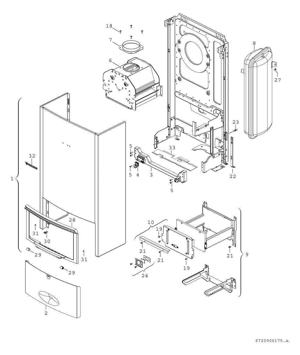 BOSCH Gas-Heizwertgerät, wandhängend CERAMINI ZSR 5/10-7 KE 23, 770x450x275