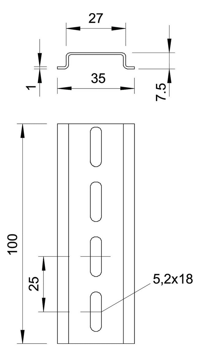 BETTERMANN Tragschiene ST 35/7,5mm 2069 2M GTPL L2000mm