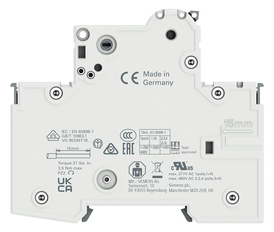 SIEMENS Leitungsschutzschalter UC B 16A 5SY4116-6 1p 400V 1TE 50Hz IP20