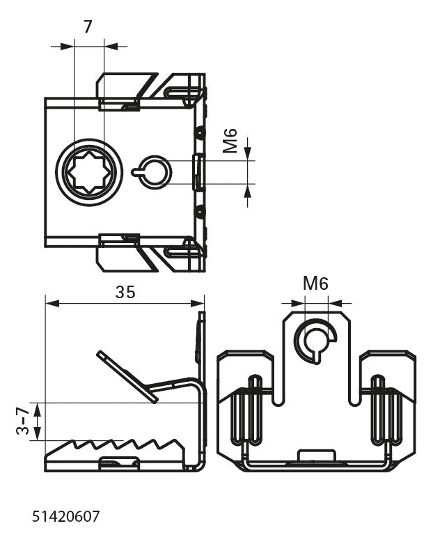 Walraven Trägerklammer Britclips FU7 M6 m. IG M6 u. Bohrung 7 f. Fl. 3-7 | 51420607