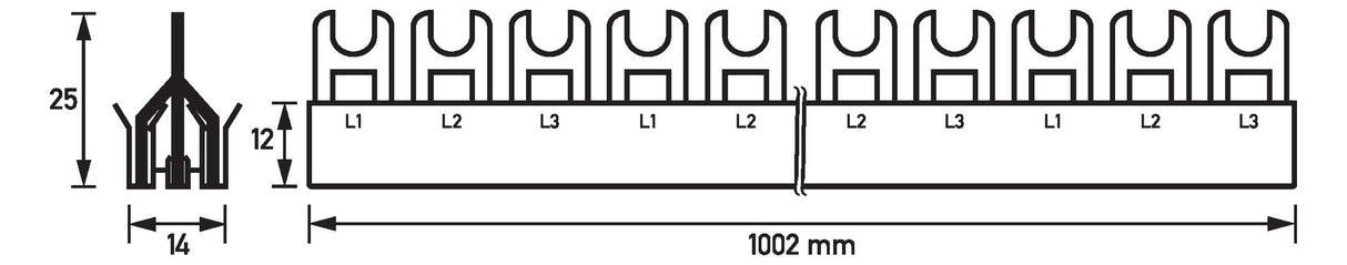 DOEPKE Phasenschiene 3ph 17,5mm 1mm 130A GM.3.57.130/16 16qmm Gabel isol
