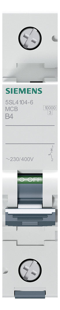 SIEMENS Leitungsschutzschalter UC B 4A 5SL4104-6 1p 400V 1TE 50Hz IP20