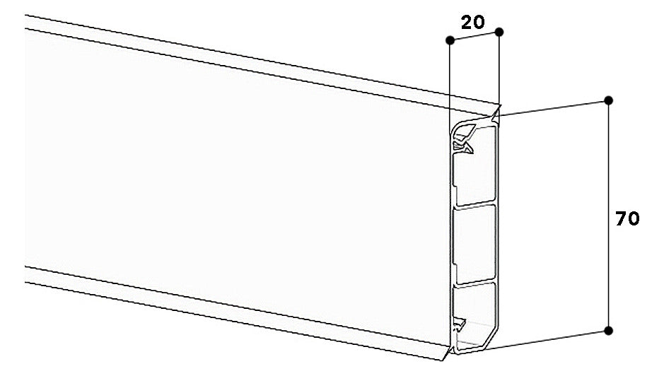 GGK Sockelleistenkanal Kst 70x20x2000mm SL 20x70 ws