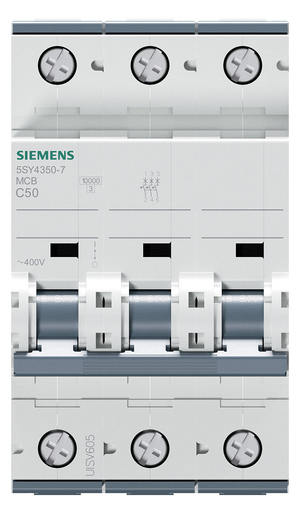 SIEMENS Leitungsschutzschalter UC C 50A 5SY4350-7 3p 400V 3TE 50Hz IP20
