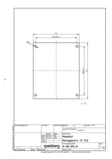 SPELSBERG Montageplatte Verteiler Kst TG MPI-1212 unbeh 93x113mm Lochung