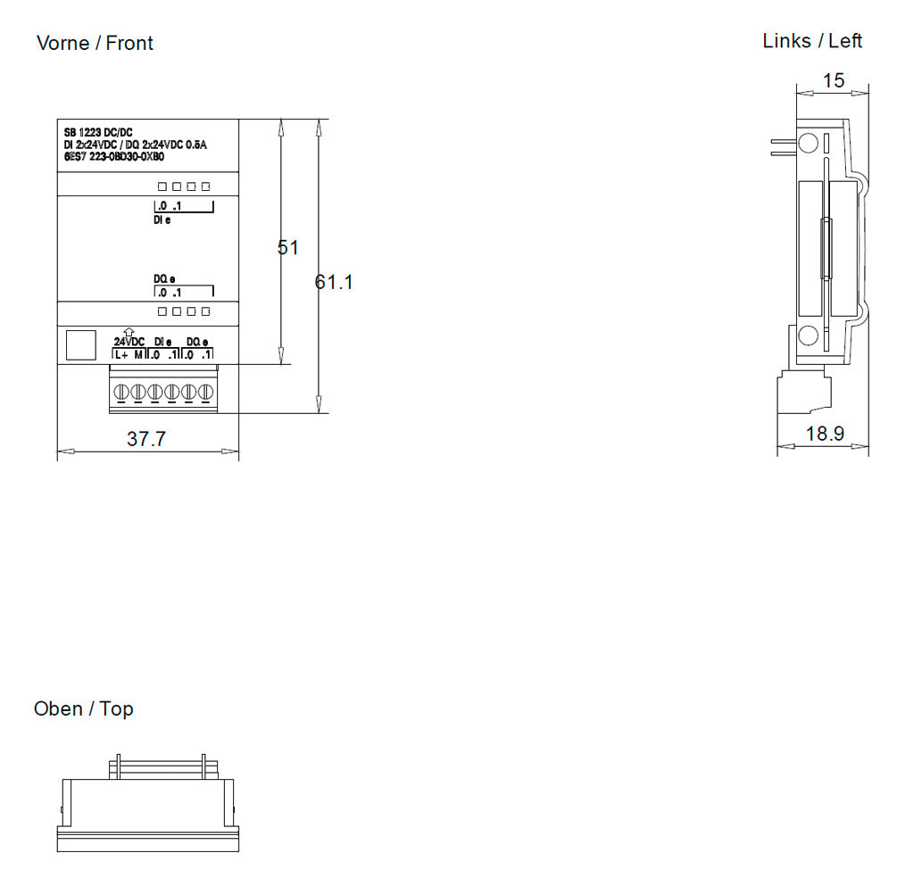 SIEMENS SPS-Digitales E/A-Modul 2Eing DC 6ES7223-0BD30-0XB0 2Ausg 30V Transistor