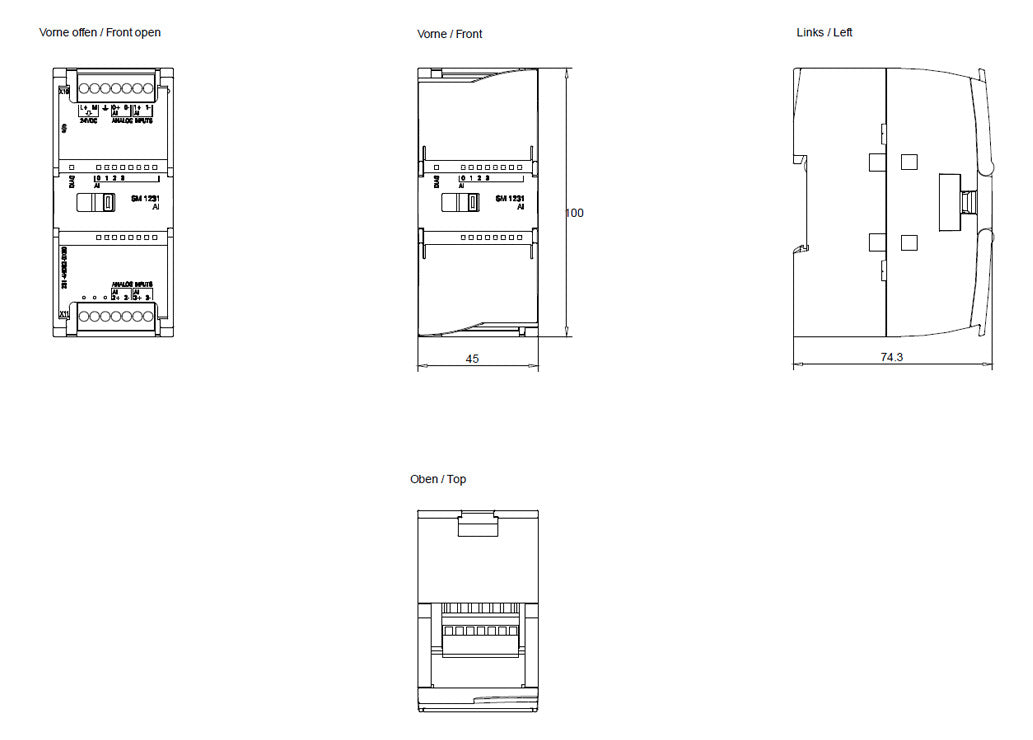 SIEMENS SPS-Analoges E/A-Modul 4Eing 6ES7231-4HD32-0XB0 Eing.Strom Eing.Spg