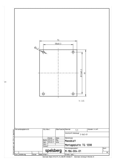 SPELSBERG Montageplatte Verteiler Kst TG MPI-1208 unbeh 73x91mm Lochung