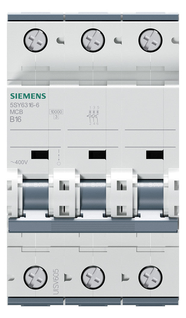 SIEMENS Leitungsschutzschalter UC B 16A 5SY6316-6 3p 400V 3TE 50Hz IP20