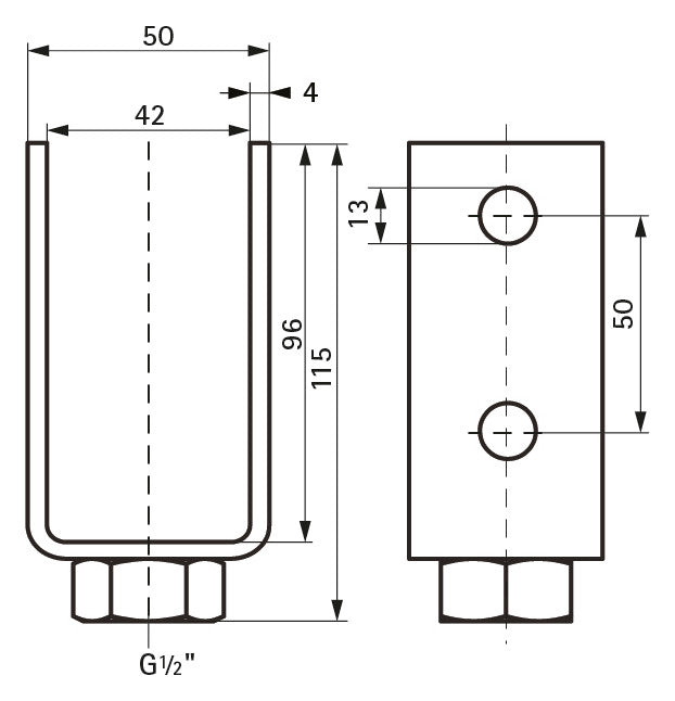 Walraven Adapter Strut für HD Schellen BUP1000 1/2" - L: 50 mm | 66588290