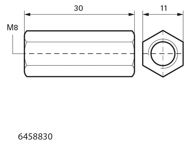 Walraven Gewindemuffe BUP 30x11x11 M8 x 30 mm | 6458830