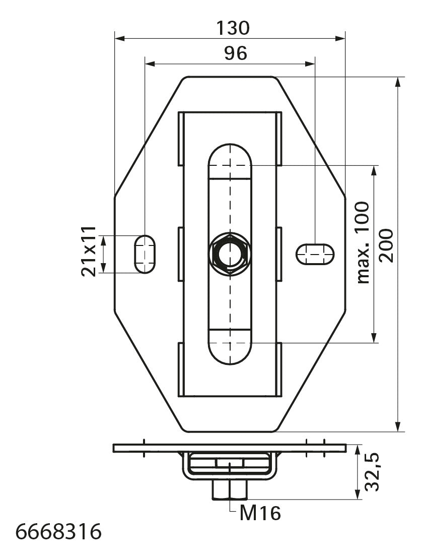 Walraven Gleit - Expansionsschieber BUP einzeln für axiale Verschiebung M16 | 6668316