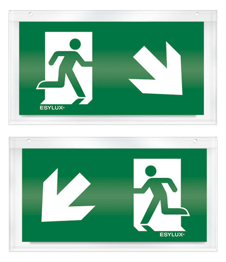 ESYLUX Piktogramm Rettungsweg dpls SLX 24 DISPLAY SYMBOL 2-SIDE DOWN R Acry