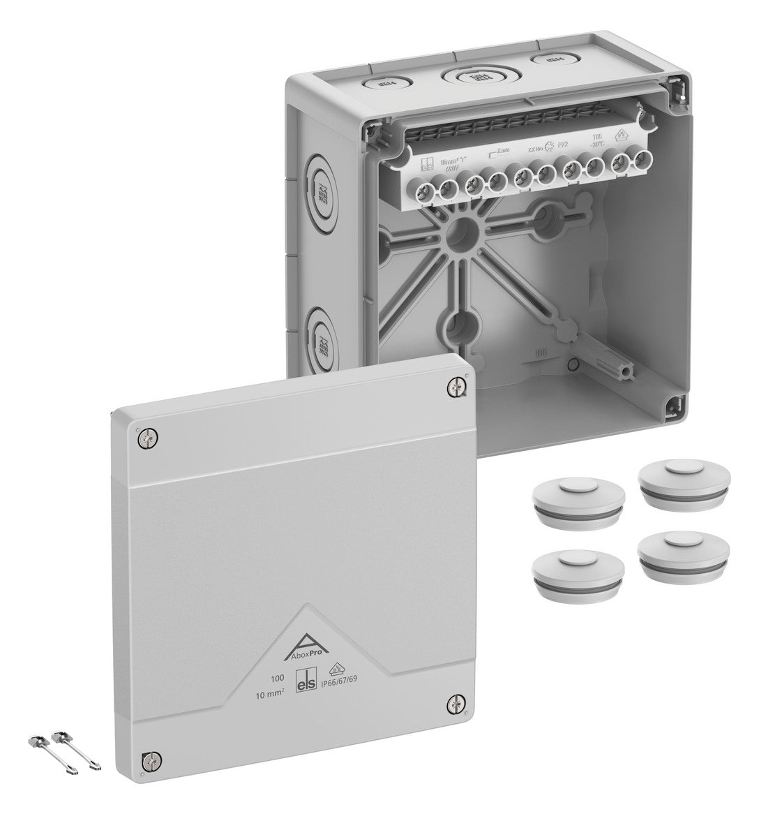 SPELSBERG Abzweigkasten 152x152mm Kst gr Abox Pro 100-10² IP66/IP67/IP69 IK09
