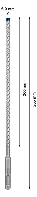 BOSCH-EW Hammerbohrer 6mm SDSplus SDS plus-7X 1pc 200/265mm f.Beton
