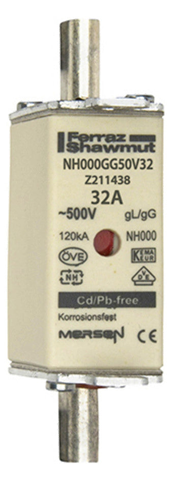 MERSEN NH-Sicherungseinsatz 32A NH000 gG NH000GG50V32 500VAC Kombik