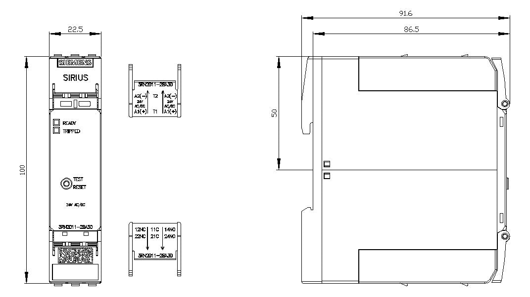 SIEMENS Thermistorrelais 1f 2W abn.Klemm 3RN2011-2BA30 ext.Reset