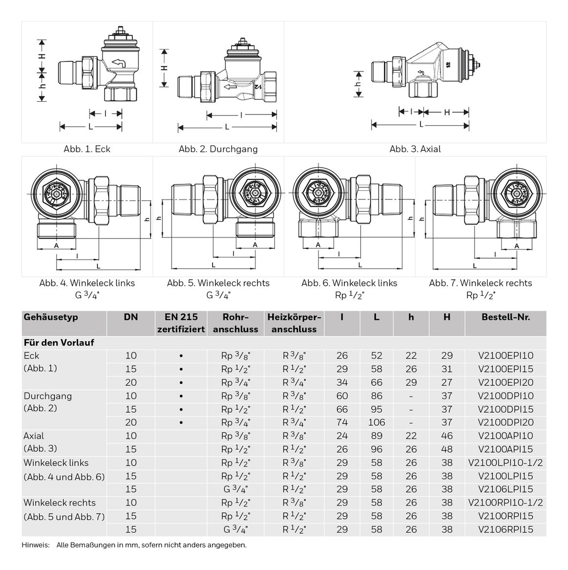 Honeywell Thermostatventil Kombi-TRV Messing vernickelt, Axial, DN15 | V2100API15