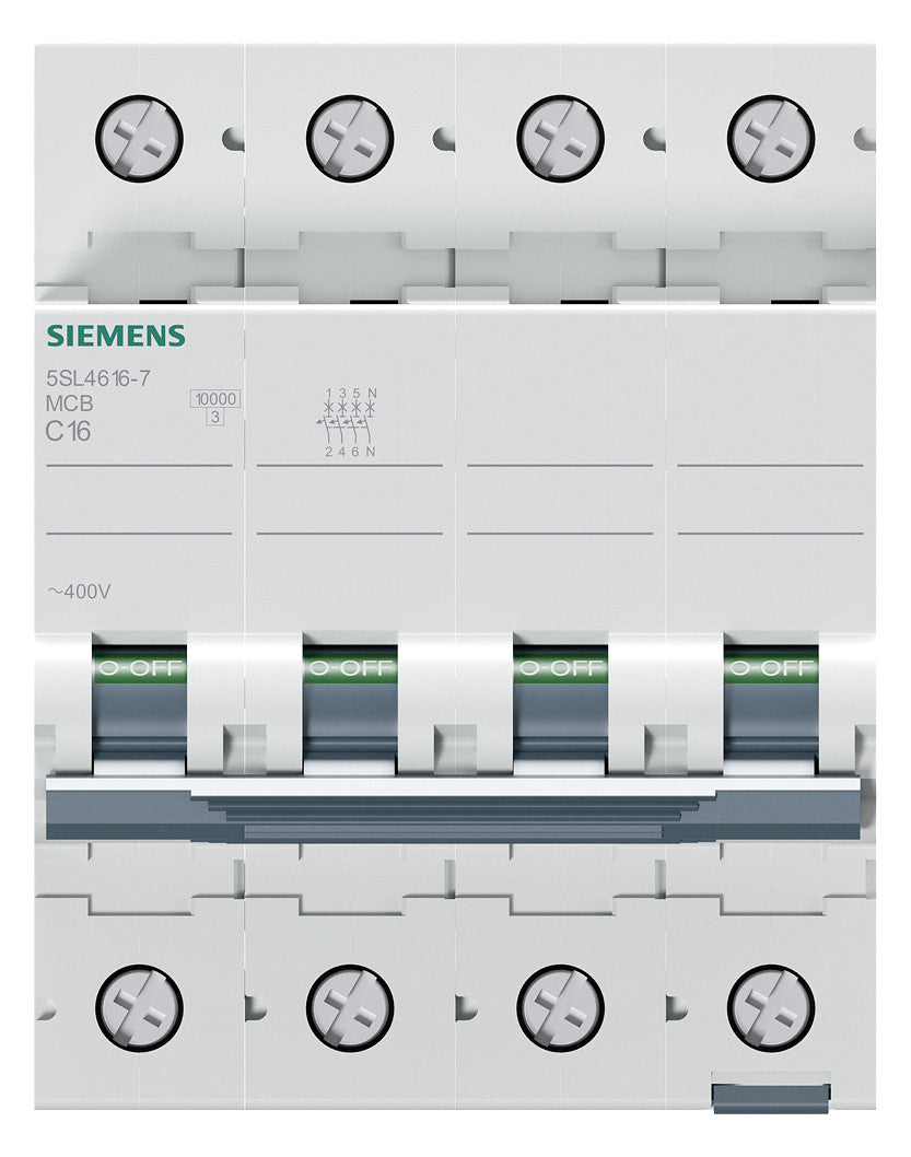 SIEMENS Leitungsschutzschalter UC C 16A 5SL4616-7 3+N 400V 4TE 50Hz IP20