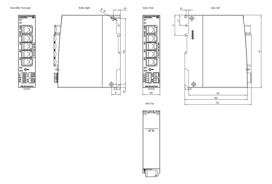 SIEMENS Router Hutschiene 5x10/100 Eth 6GK5615-0AA00-2AA2 5x10/100/1000 VPN