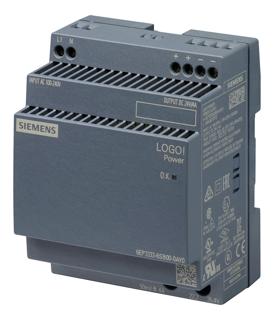 SIEMENS Gleichstromversorgung REG 24V 4A LOGO! 6EP3333-6SB00-0AY0 96W 240VAC