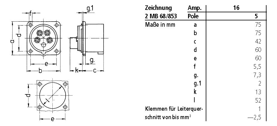 MENNEKES CEE-Anbaugerätestecker 5p 16A 853 400V/rt 6h IP44 Schraubkl ger Kst