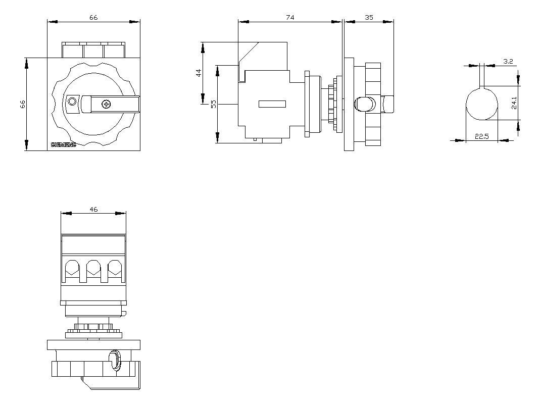 SIEMENS Hauptschalter 32A 3p IP65 Einb 3LD2254-0TK53 Wart/Rep SichSchalt