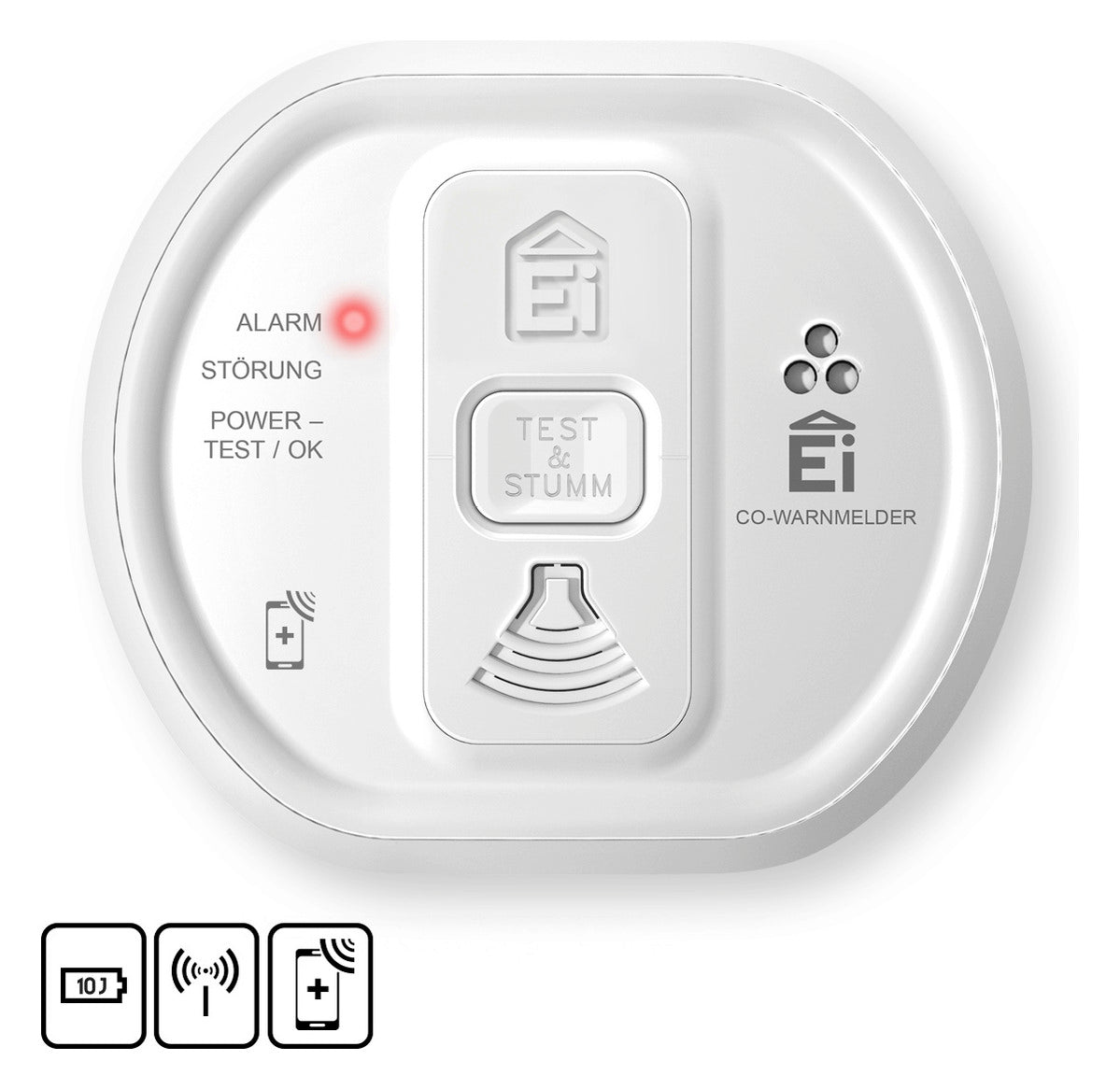 Ei Electronics Kohlenmonoxidmelder 85dB Ei208iW m.Sockel autark Batt 3V DC ws