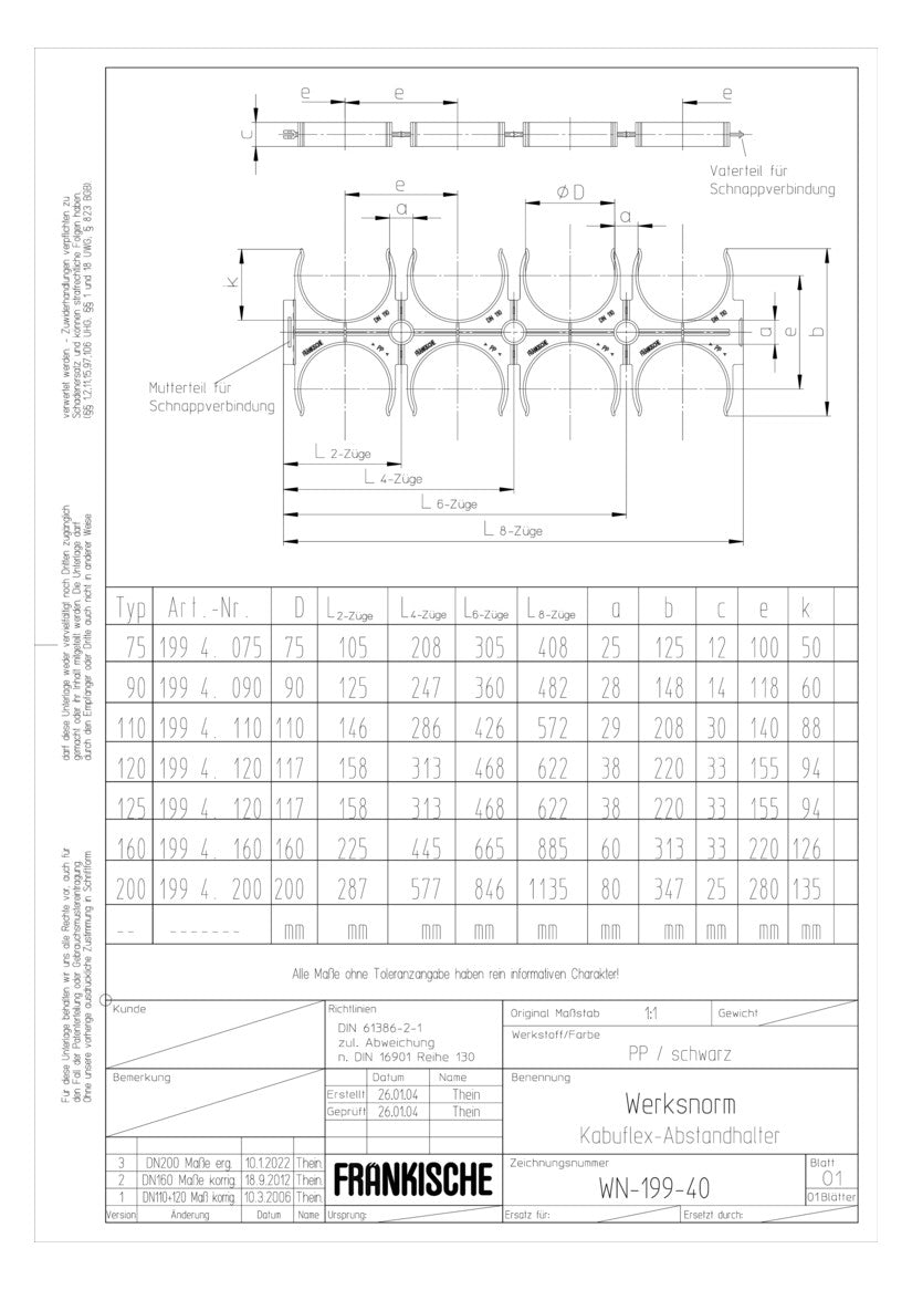 FRÄNKISCHE Abstandshalter 2Züge 110mm Kabufl.-Abst.-Halter DN 110/2 (1/1)