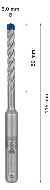 BOSCH-EW Hammerbohrer 6mm SDSplus SDS plus-7X 1pc 50/115mm f.Beton