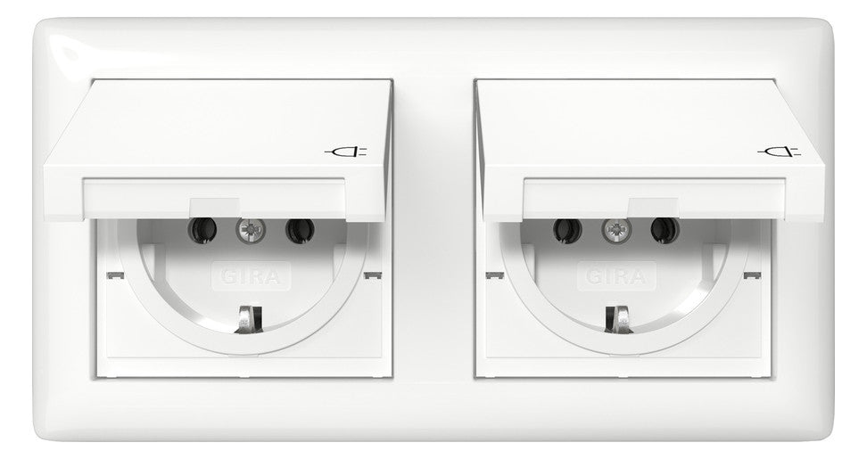 GIRA Steckdose 2f rws glz UP Klappd IP44 Standard 55 415803