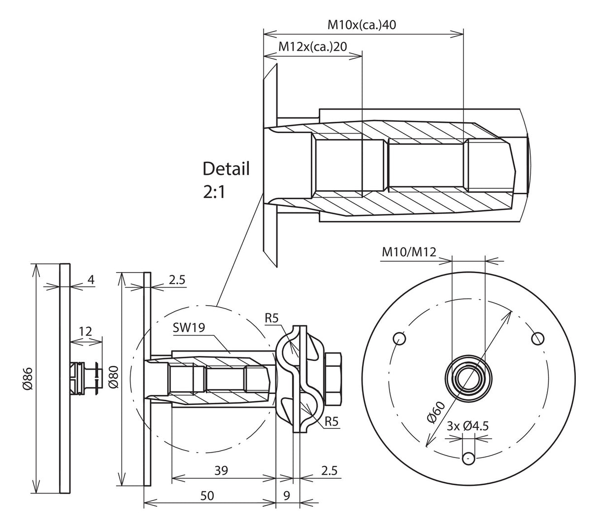 DEHN SE Erdungsfestpunkt M10 V4A 80mm EFPM M10 12 V4A MVK8.10 STTZN 50mm