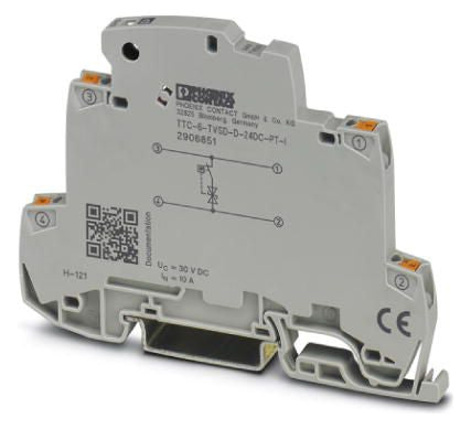PHOENIX Ableiter Typ3 24VDC 10A TS35 opt TTC-6-TVSD-D-24DC-PT-I Klemme 50Va-gnd