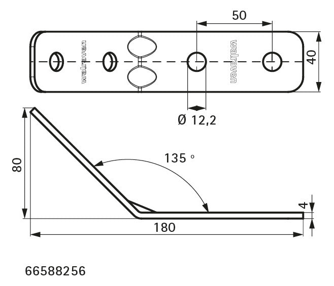 Walraven Schienenverbinder Strut 135 Grad BUP 103x93 lang/lang 4-Loch | 66588256