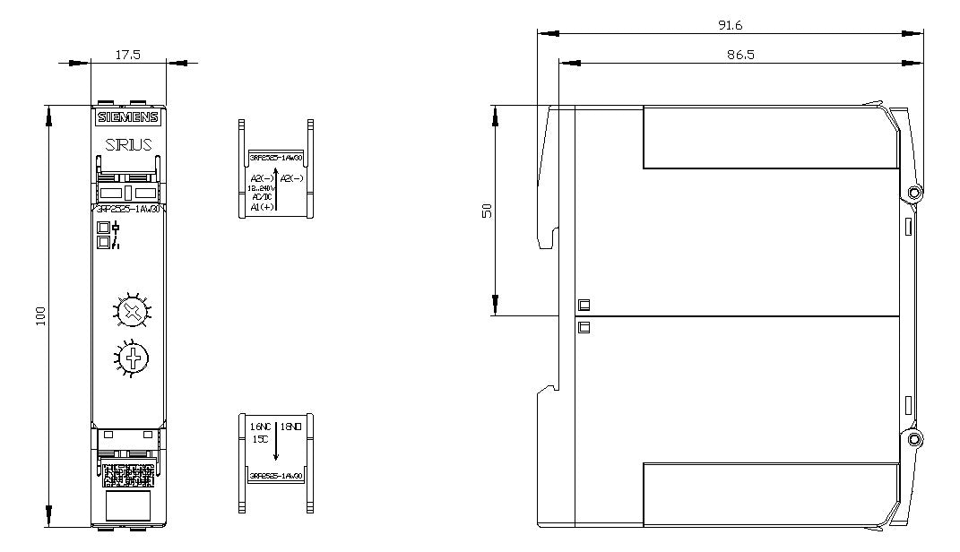 SIEMENS Zeitrelais 12-240V/AC 0.05s-100h 3RP2525-1AW30 ansprVerz